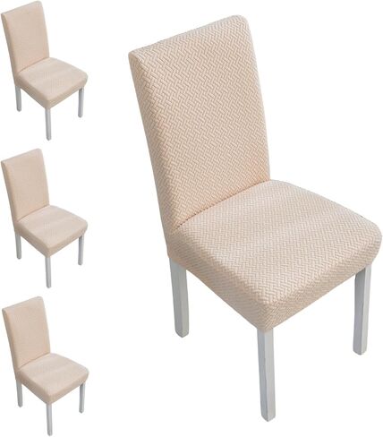 Dining Chair Covers Stretch Seat Covers for Dining Room Chairs Covers Set of 4 Kitchen Chair Slipcover for Home, Hotel, Banquet(Light Coffee,4Pcs-Large) in Kuwait
