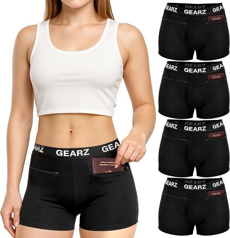 GEARZ 4 Packs Women's Hidden Pocket Travel Panties - Pickpocket Proof Travel Underwear Pockets - Anti Theft Wallet in Saudi Arabia