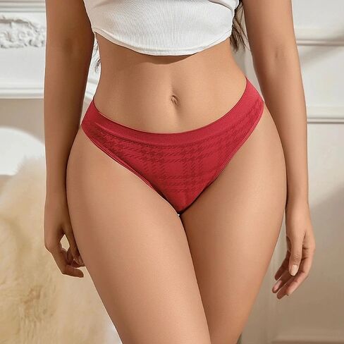 7 Pack Women's Plaid Pattern Briefs Panties, Seamless Stretch No Show Underwear (Assorted Colors) in Kuwait