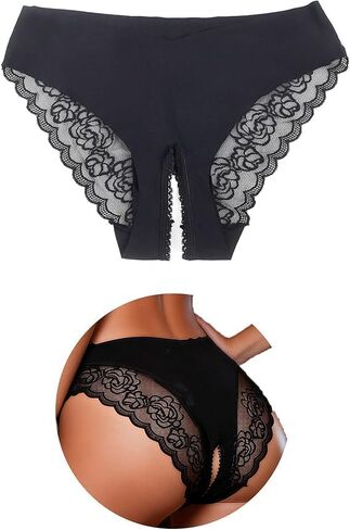 Ohmydear المرأة سراويل داخلية نسائية من الدانتيل مثير صفيق بيكيني لينة تمتد ملخصات لا تظهر Crotchless الملابس الداخلية للنساء S-2XL in Kuwait