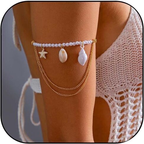 Shell Arm Cuff Adjustable Upper Arm Cuff Bracelet Gold Boho Summer Beach Armcuff Vocation Jewelry in Saudi Arabia