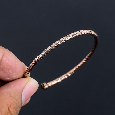 Handmade Pure Copper Cuff Bracelet, Adjustable Textured Bangle Kada, Traditional Indian Design in Saudi Arabia