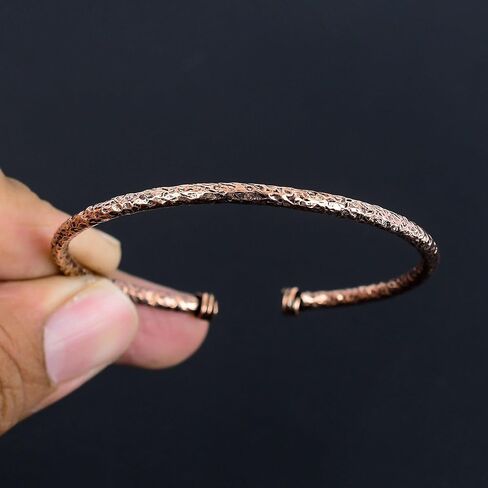 Handmade Pure Copper Cuff Bracelet, Adjustable Textured Bangle Kada, Traditional Indian Design in Saudi Arabia