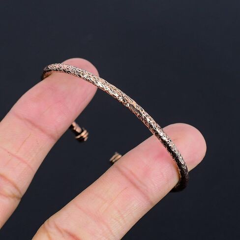Handmade Pure Copper Cuff Bracelet, Adjustable Textured Bangle Kada, Traditional Indian Design in Saudi Arabia