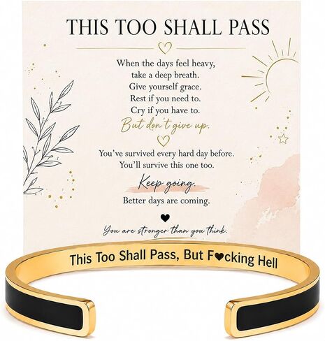 Roe Dolph This Too Shall Pass Bracelet Inspirational Cuff Bracelets for Women with Message Card Enamel Style Accent Inspirational Gifts for Mom Wife Sister Friend Coworker in Saudi Arabia