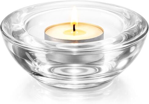 Tealight Holder 3" Clear Tealight Candle Holder Round Chunky Glass Tea Light Holders Small Candle Holders for Wedding Proposal, Spa in Saudi Arabia