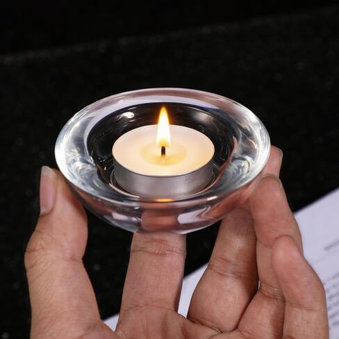 Tealight Holder 3" Clear Tealight Candle Holder Round Chunky Glass Tea Light Holders Small Candle Holders for Wedding Proposal, Spa in Saudi Arabia