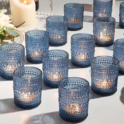 36pcs Votive Candles Holders - 2x2.5in Blue Vintage Glass Votives Tealight Candle Holders for Table Centerpieces, Tea Light Candle Holder Decor for Wedding Bridal Shower Party in Saudi Arabia