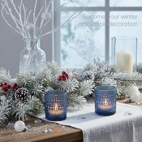 36pcs Votive Candles Holders - 2x2.5in Blue Vintage Glass Votives Tealight Candle Holders for Table Centerpieces, Tea Light Candle Holder Decor for Wedding Bridal Shower Party in Saudi Arabia