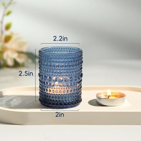 36pcs Votive Candles Holders - 2x2.5in Blue Vintage Glass Votives Tealight Candle Holders for Table Centerpieces, Tea Light Candle Holder Decor for Wedding Bridal Shower Party in Saudi Arabia