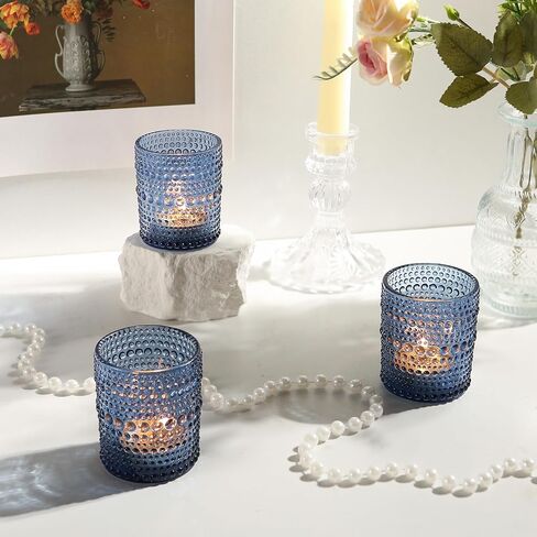36pcs Votive Candles Holders - 2x2.5in Blue Vintage Glass Votives Tealight Candle Holders for Table Centerpieces, Tea Light Candle Holder Decor for Wedding Bridal Shower Party in Saudi Arabia