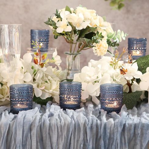 36pcs Votive Candles Holders - 2x2.5in Blue Vintage Glass Votives Tealight Candle Holders for Table Centerpieces, Tea Light Candle Holder Decor for Wedding Bridal Shower Party in Saudi Arabia