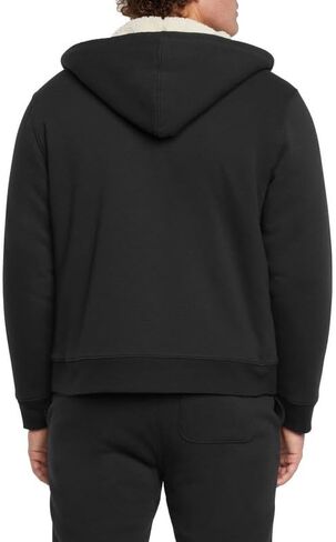 Eddie Bauer Men's Shearling-Lined Full-Zip Hoodie, Heavyweight Fleece, Relaxed Fit (BLACK/X-LARGE) in Kuwait