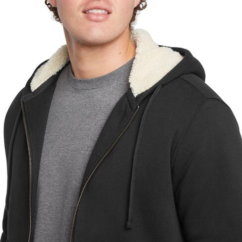 Eddie Bauer Men's Shearling-Lined Full-Zip Hoodie, Heavyweight Fleece, Relaxed Fit (BLACK/X-LARGE) in Kuwait