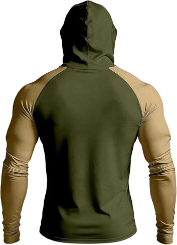 Men's Sun Protection Hoodie with Mask UPF 50+ UV Raglan Sleeve Shirt Rash Guard Performance Lightweight Fishing Hiking Shirts in Kuwait