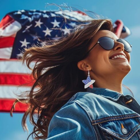 gisgfim American Flag Earring for Women 6 Pairs 250th Years 4th of July Vintage Patriotic Accessories American Flag Retro Star Teardrop Red White Blue Earring Dangle Jewelry Gift for Independence Day in Kuwait