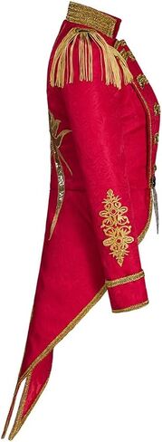 Women's Circus Ringmaster Costume Jacket Coat Victorian Red Tassel Tailcoat Halloween Military Uniform in Saudi Arabia