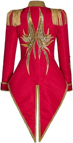 Women's Circus Ringmaster Costume Jacket Coat Victorian Red Tassel Tailcoat Halloween Military Uniform in Saudi Arabia