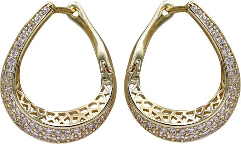 18K Gold Plated Flower Dangle Earrings for Women, Hypoallergenic Cubic Zirconia Earrings, Elegant CZ Drop Earrings, Statement Jewelry Gifts Party Fashion in Kuwait