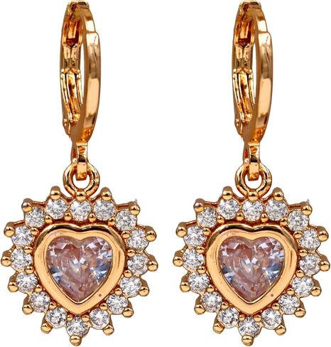 18K Gold Plated Flower Dangle Earrings for Women, Hypoallergenic Cubic Zirconia Earrings, Elegant CZ Drop Earrings, Statement Jewelry Gifts Party Fashion in Kuwait