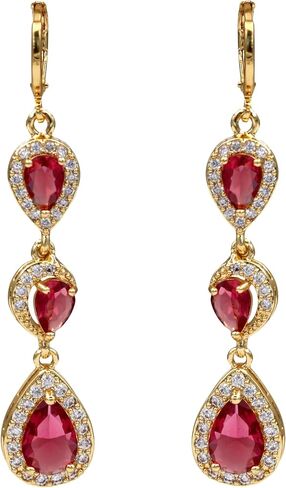 18K Gold Plated Flower Dangle Earrings for Women, Hypoallergenic Cubic Zirconia Earrings, Elegant CZ Drop Earrings, Statement Jewelry Gifts Party Fashion in Kuwait