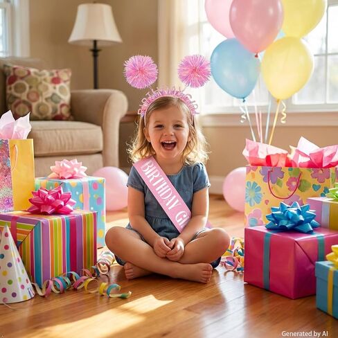 Birthday Sash and Headband Set - Glitter Pink Birthday Girl Sash, Crown & Tiara for Birthday Girl Decorations, Fit for Women, Girls, Teens Outfits Birthday Party Accessories in Kuwait