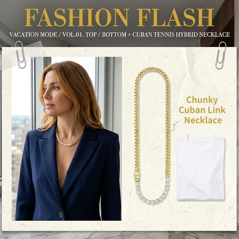 Chunky Gold Chain Necklaces for Women, Cuban Link Tennis Necklace Gold Plated with 14 Simulated Diamond CZ Thick Chain Luxury Jewelry for Women, Mom,Birthday in Kuwait