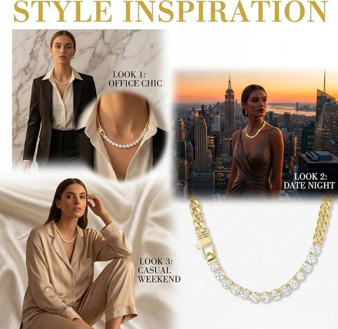 Chunky Gold Chain Necklaces for Women, Cuban Link Tennis Necklace Gold Plated with 14 Simulated Diamond CZ Thick Chain Luxury Jewelry for Women, Mom,Birthday in Kuwait