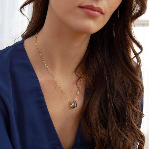 EVE'S ADDICTION Personalized Gold Tone Stackable CZ 3 Birthstone Charm Necklace, 18" Inch Paperclip Chain - Custom Birthstone Necklace for Mom - Gifts for Mom in Kuwait