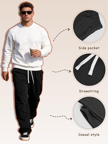 Men's Casual Pants, 1-Pack Classic Streetwear Trousers for Travel & Sport, Comfortable Machine Washable All-Season Wear in Kuwait