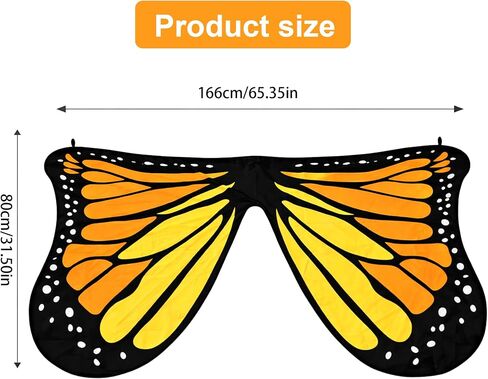 Monarch Butterfly Wings Costume for Women Double Sided Cape Set with Headband Earrings Tattoos Adult Fairy Wings Halloween Cosplay Party Dress Up in Saudi Arabia
