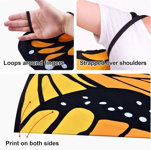 Monarch Butterfly Wings Costume for Women Double Sided Cape Set with Headband Earrings Tattoos Adult Fairy Wings Halloween Cosplay Party Dress Up in Saudi Arabia