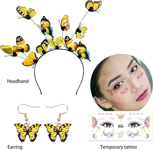 Monarch Butterfly Wings Costume for Women Double Sided Cape Set with Headband Earrings Tattoos Adult Fairy Wings Halloween Cosplay Party Dress Up in Saudi Arabia