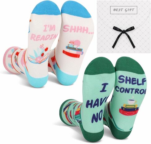 Book Lovers Gifts for Women 2 Pairs Reading Books Socks Funny Socks for Book Lovers Bookworms in Saudi Arabia