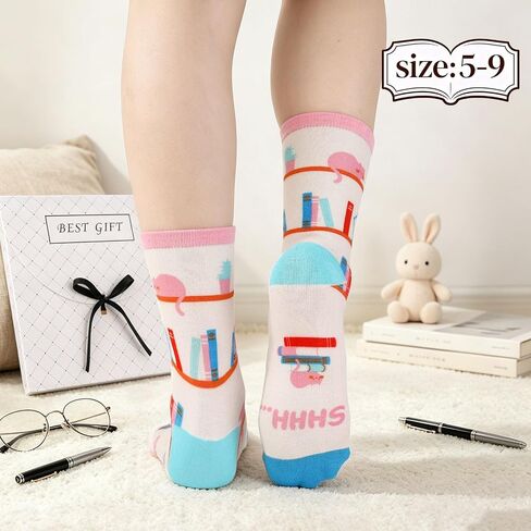 Book Lovers Gifts for Women 2 Pairs Reading Books Socks Funny Socks for Book Lovers Bookworms in Saudi Arabia