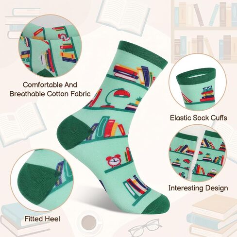Book Lovers Gifts for Women 2 Pairs Reading Books Socks Funny Socks for Book Lovers Bookworms in Saudi Arabia