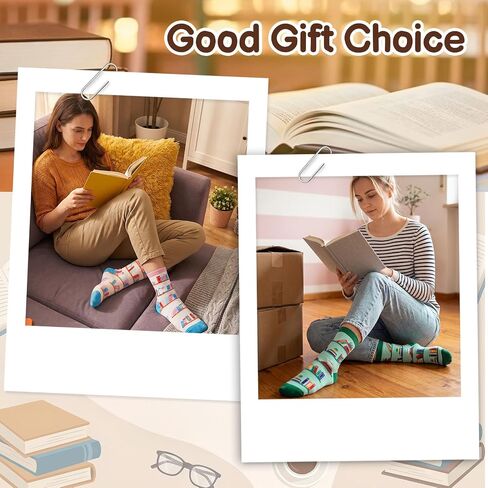 Book Lovers Gifts for Women 2 Pairs Reading Books Socks Funny Socks for Book Lovers Bookworms in Saudi Arabia