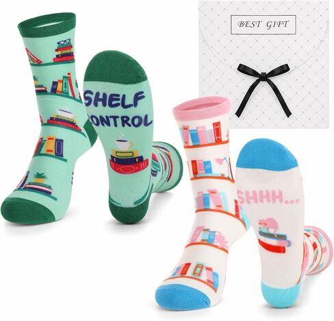 Book Lovers Gifts for Women 2 Pairs Reading Books Socks Funny Socks for Book Lovers Bookworms in Saudi Arabia