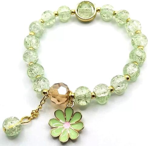 Daisy Flower Crystal Bracelet for Women, Elastic Bracelet with Daisy Pendant and Sparkling Beads, Floral Charm Jewelry Gift for Her in Kuwait