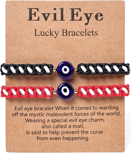 2Pack Evil Eye Bracelets Couple Matching Bracelets Adjustable Protection Amulet for Women Men in Saudi Arabia