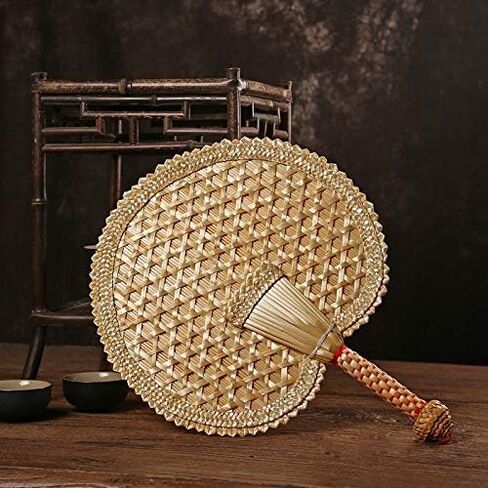Coasta Hand-Woven Woven Straw Hand Fan Old Summer Natural Hand Fan Environmentally Friendly Hand-Woven Fan Decorative Round Fan in Kuwait