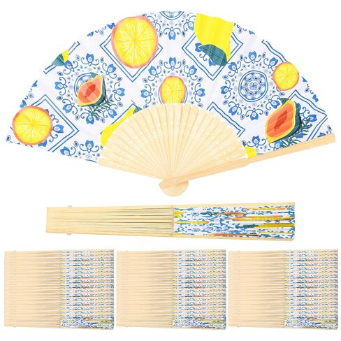 50pcs Blue Floral Hand Fan Paper Fans Handheld Bulk Fan for Wedding Guest for Wedding Fans for Guests Bridal Shower Wedding Bridesmaid Thank You Gift Decorations in Saudi Arabia