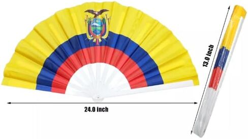 13 Inches Country Flag Folding Fabric Large Hand Fans Patriotic Country Flag Design for Independence Parade Pride Party Souvenir Gifts-3 Pack (Ecuador) in Saudi Arabia