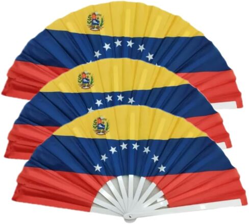 13 Inches Country Flag Folding Fabric Large Hand Fans Patriotic Country Flag Design for Independence Parade Pride Party Souvenir Gifts-3 Pack (Ecuador) in Saudi Arabia