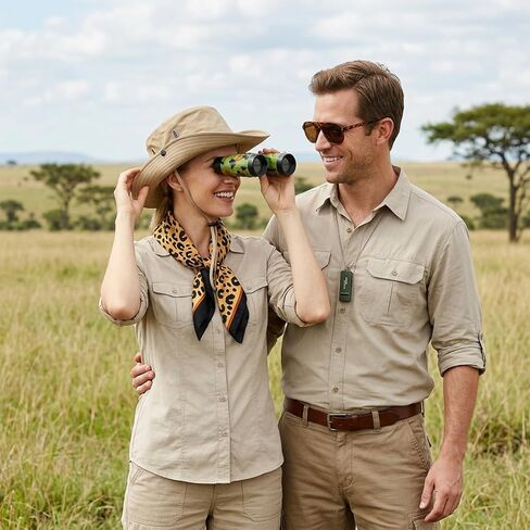 Safari Clothes for Women, Halloween Costumes, 5 PCS Safari Outfit Set with Safari Hat Leopard Print Scarf Binoculars Sunglasses and Whistle, for Attending Halloweens and Parties Use by Those Aged 15+ in Saudi Arabia