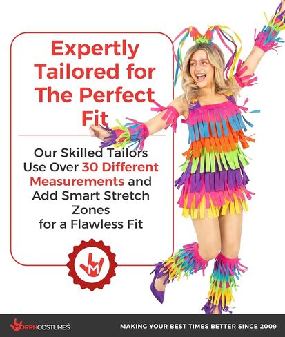 Morph Women’s Pinata Fringe Dress, Bright Multicolor Rainbow Fiesta Dress, Festival Pride Costume in Kuwait