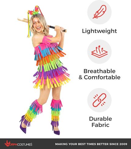Morph Women’s Pinata Fringe Dress, Bright Multicolor Rainbow Fiesta Dress, Festival Pride Costume in Kuwait