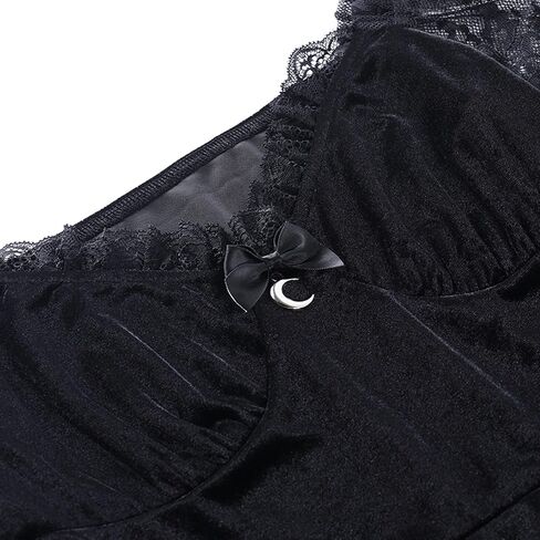 TSMNZMU Women Gothic Velvet Dress - Flared Lace Long Sleeve Midi Dresses - Lolita Fairy Grunge Harajuku Dress Alt Clothes in Kuwait