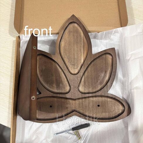 Small Carved Lotus Flower Wooden Floating Wall Shelf, Boho Zen Spiritual Home Decor for Office, Living Room, Bedroom, Yoga & Meditation Space in Kuwait