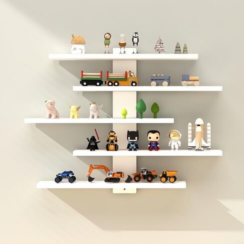 5-Tier Floating Wall Mounted Shelves, Wall Display Storage Shelf for Anime Figurines, Dolls, Plants & Statues, Decorative Organizer for Bedroom, Living Room, Study Room,Office（White） in Kuwait